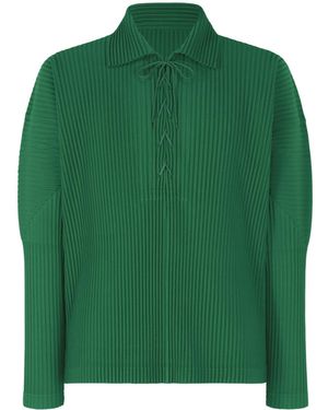 Homme Plissé Issey Miyake Lace-Up Pleated Shirt - Green