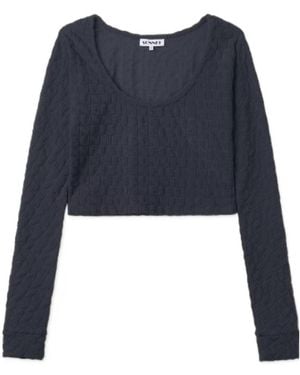Sunnei Round Collar Logo Jumper - Blue