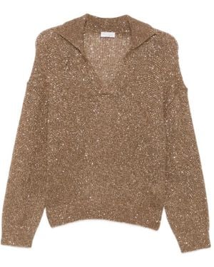 Brunello Cucinelli Long-Sleeve Knit Top - Brown