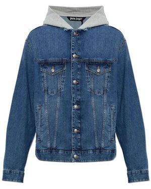 Palm Angels Hooded Vintage Denim Jacket - Blue