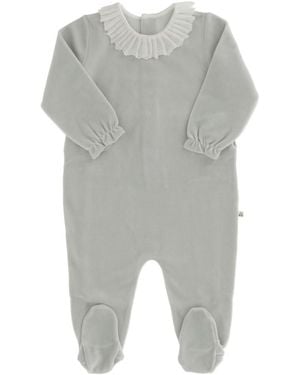 Bonpoint Heirloom Long Sleeved Ruffled Pajamas - Gray