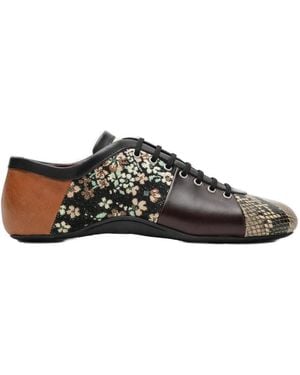 Dries Van Noten Printed Lace-Up Shoes - Brown