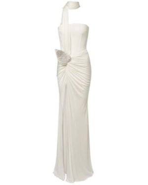 David Koma Embellished Bustier Gown - White