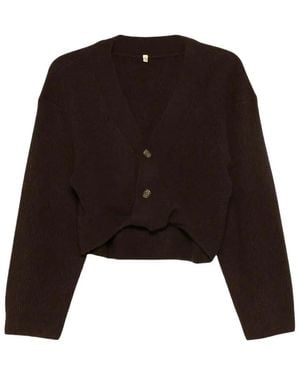 R13 Twisted Front Ribbed Cardigan - Black