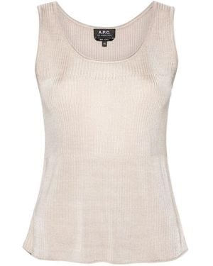 A.P.C. Sleeveless Ribbed-Knitted Top - Natural