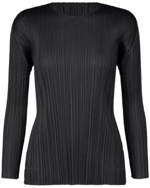 Pleats Please Issey Miyake Pleats Please Issey Miyake Crewneck Pleated Top - Black