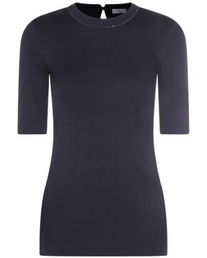 Brunello Cucinelli Embellished Short-Sleeved T-Shirt - Blue