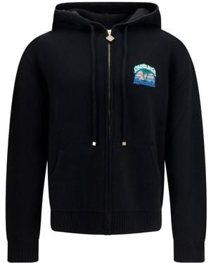 CASABLANCA Palm Tree Zipped Hoodie - Blue