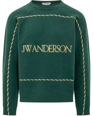 JW Anderson Jw Anderson Logo Intarsia Knitted Jumper - Green