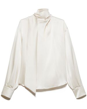 MAX&Co. Scarf-Detailed Silk-Satin Blouse - White