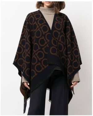 コート Ferragamo Nadir Print Reversible Cape In Cah Geometrical renaissance print reversible cape - Women