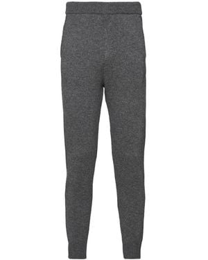 Prada Logo Embroidered Jogging Trousers - Grey