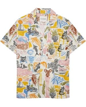 Closed Printed Short-Sleeve Shirt - Metallic