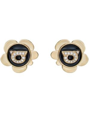 Ferragamo Ferragamo Gancini Charm Embellished Earrings - Metallic