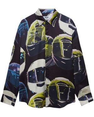 MSGM All-Over Helmet Print Shirt - Blue
