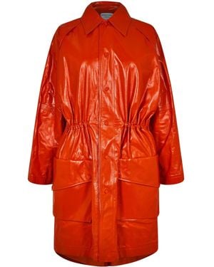 Bottega Veneta Shinyfinish Leather Parka - Red