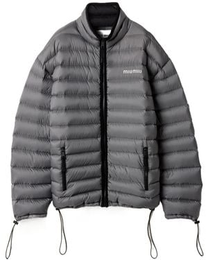 Miu Miu Lightweight Pongé Down Jacket - Gray