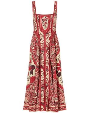ALÉMAIS Kenny Floral-Print Crepe Midi Dress - Red