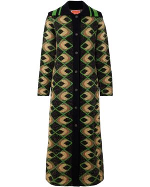 La DoubleJ Geometric-Pattern Coat - Green