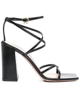 Gianvito Rossi Clasp Square Head High-Heeled Sandals - Metallic