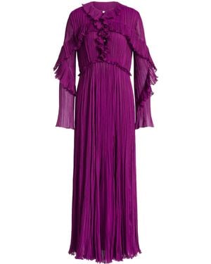Alberta Ferretti Silk Creponne Evening Dress - Purple