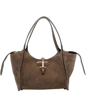 Tod's T Timeless Small Tote Bag - Brown