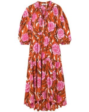 Diane von Furstenberg Pleated Laminated Dress - Red