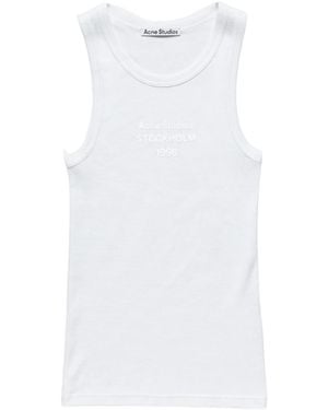 Acne Studios Logo-Print Ribbed Tank Top - White