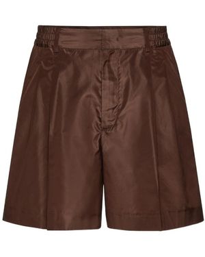 Valentino Pressed-Crease Elasticated Waist Tailored Shorts - Brown