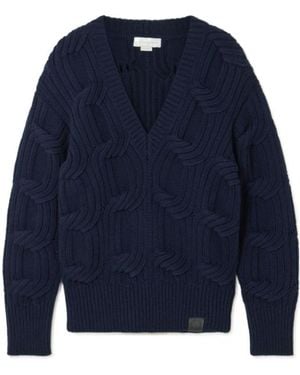 Stella McCartney Chain V-Neck Knitted Jumper - Blue