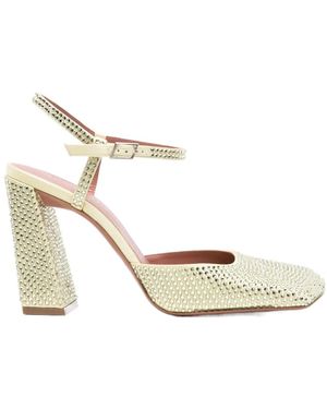 AMINA MUADDI Charlotte Crystal-Embellished Heels - Metallic