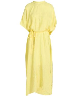 Balenciaga Short-Sleeve Belted Long Dress - Yellow