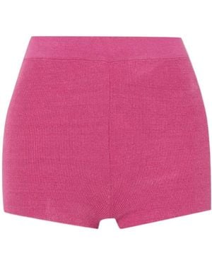 Jacquemus Arancia Ribbed Knitted Shorts - Pink