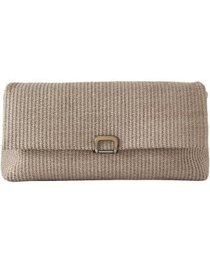 Brunello Cucinelli Puffy Raffia Clutch - Gray