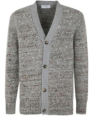 Lardini Mélange Button-Up Ribbed-Trim Cardigan - Grey