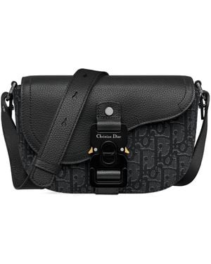 Dior Mini Saddle Messenger Bag With Flap - Black