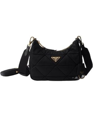 Prada Quilted Re-Nylon Shoulder Bag - Black