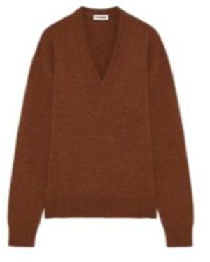 Jil Sander V-Neck Knitted Sweater - Brown