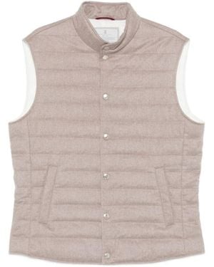 Brunello Cucinelli Buttoned Padded Coat - Natural