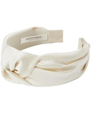 Jennifer Behr Samaya Hammered Silk Headband - White