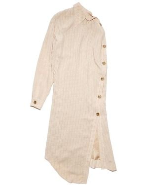 Acne Studios Pinstriped One-Shoulder Shirt Dress - Natural