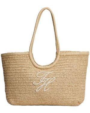Tommy Hilfiger Woven Straw Tote Bag - Natural