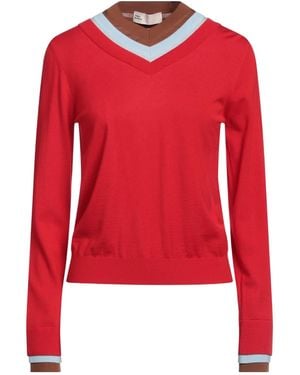 Tory Burch Lightweight Wool Knit Sweater - Red