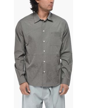 Off-White c/o Virgil Abloh Embroidered-Logo Poplin Shirt - Gray