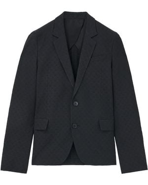 McQueen Skull Jacquard Single Breasted Blazer - Blue