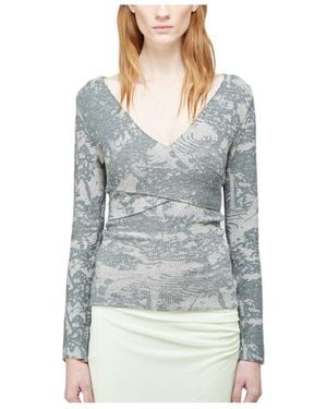 Eckhaus Latta V-Neck Knitted Pullover - Blue