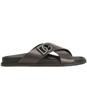 Dolce & Gabbana Dg Logo Plaque Sandals - Brown