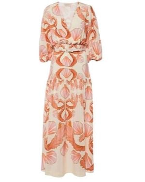 Adriana Degreas Seashell Silk Maxi Dress - Pink