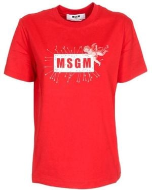 MSGM Logo Short-Sleeved T-Shirt - Red