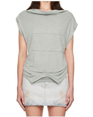 Maison Margiela Twisted Back Cotton Top - Gray